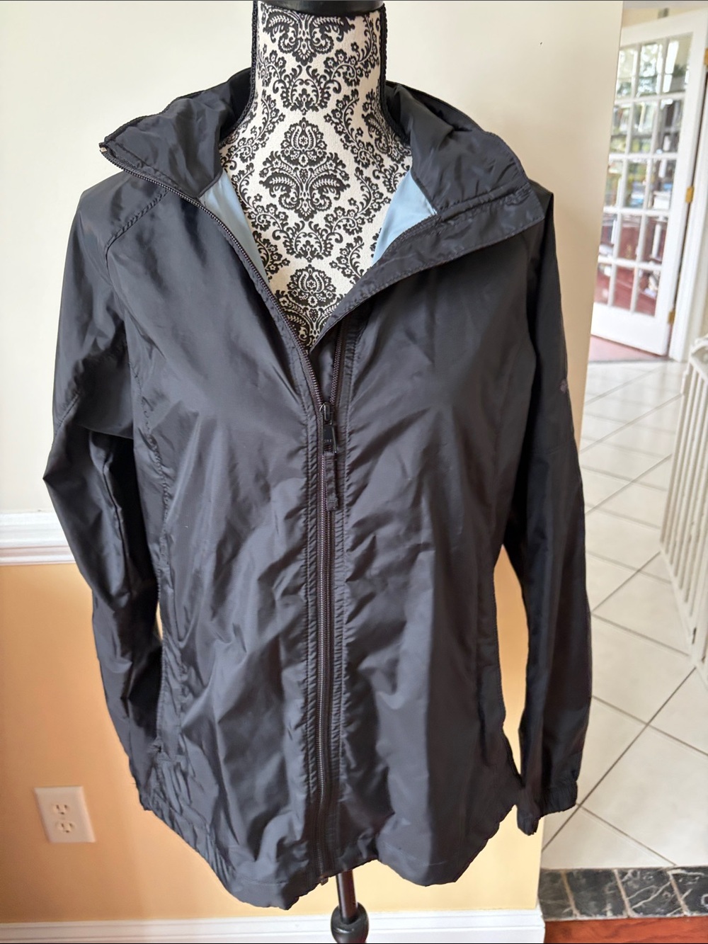 Columbia Black Hooded Utility Jacket with Light Blue Lining